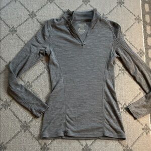Ibex Woolies 2 Charcoal Merino Wool Long Sleeve Quarter Zip